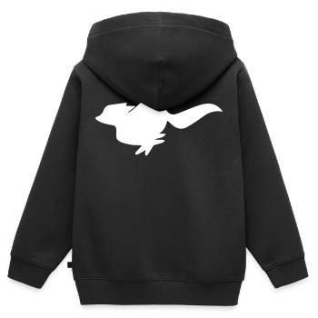 fuchs - Kinder Premium Organic Zip Hoodie - Schwarz - Hinten - AI Model Kid Male (0cm)