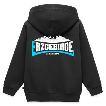 J’adore les monts Métallifères - Sweat Premium à capuche zippé enfant bio - noir - Dos - AI Model Kid Male (0cm)