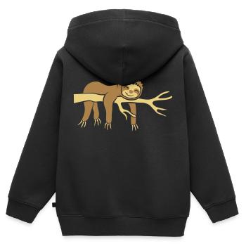 Glückliches Faulenzer Faultier - Kinder Premium Organic Zip Hoodie - Schwarz - Hinten - AI Model Kid Male (0cm)