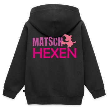 Muddy run shirt mud Matsch Hexe Lauf Team obstacle - Kinder Premium Organic Zip Hoodie - Schwarz - Hinten - AI Model Kid Male (0cm)