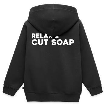 savon savon carver relax savon coupé - Sweat Premium à capuche zippé enfant bio - noir - Dos - AI Model Kid Male (0cm)