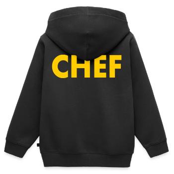 Chef - Kinder Premium Organic Zip Hoodie - Schwarz - Hinten - AI Model Kid Male (0cm)