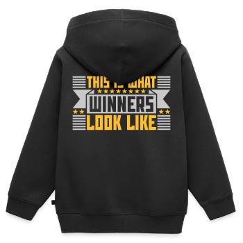 What Winners Look Like - Kinder Premium Organic Zip Hoodie - Schwarz - Hinten - AI Model Kid Male (0cm)