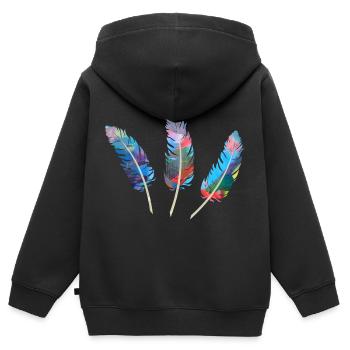federn,bunt,feder,graffiti - Kinder Premium Organic Zip Hoodie - Schwarz - Hinten - AI Model Kid Male (0cm)