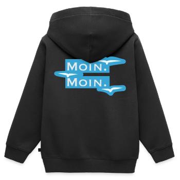 Moin I Norddeutsche Begrüßung - Kinder Premium Organic Zip Hoodie - Schwarz - Hinten - AI Model Kid Male (0cm)