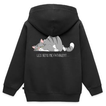 Menschen machen mich müde - Kinder Premium Organic Zip Hoodie - Schwarz - Hinten - AI Model Kid Male (0cm)