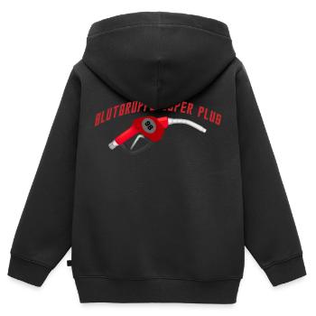 Blutgruppe Super Plus - Kinder Premium Organic Zip Hoodie - Schwarz - Hinten - AI Model Kid Male (0cm)