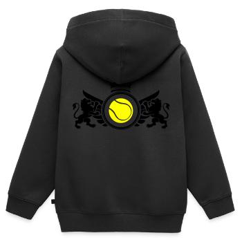 Emblème de tennis - Sweat Premium à capuche zippé enfant bio - noir - Dos - AI Model Kid Male (0cm)