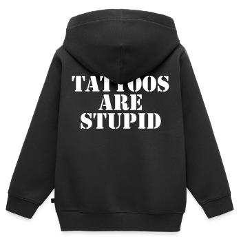 Les tatouages sont stupides - Sweat Premium à capuche zippé enfant bio - noir - Dos - AI Model Kid Male (0cm)