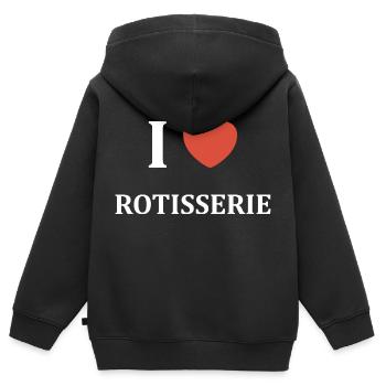 i love rotisserie - Sweat Premium à capuche zippé enfant bio - noir - Dos - AI Model Kid Male (0cm)