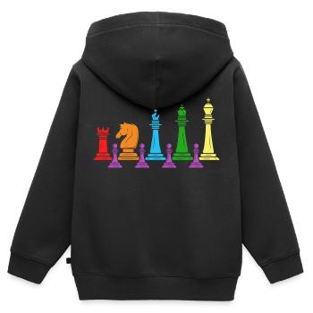 Schach Schachmatt Schachspieler Schachfamilie - Kinder Premium Organic Zip Hoodie - Schwarz - Hinten - AI Model Kid Male (0cm)