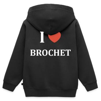 i love Brochet - Sweat Premium à capuche zippé enfant bio - noir - Dos - AI Model Kid Male (0cm)