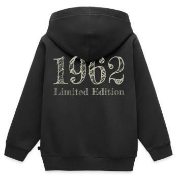 1962 - Kinder Premium Organic Zip Hoodie - Schwarz - Hinten - AI Model Kid Male (0cm)