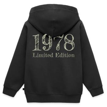 1978 - Kids Premium Organic Zip-up Hoodie - black - Back - AI Model Kid Male (0cm)