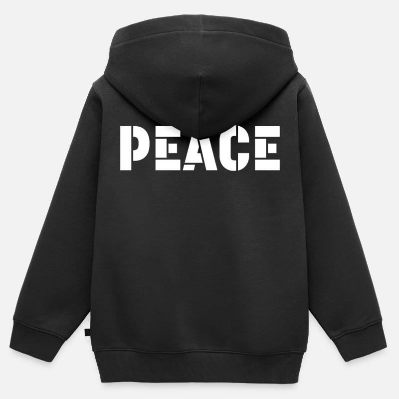 Tshirt de la paix blanc - Sweat Premium à capuche zippé enfant bio - noir