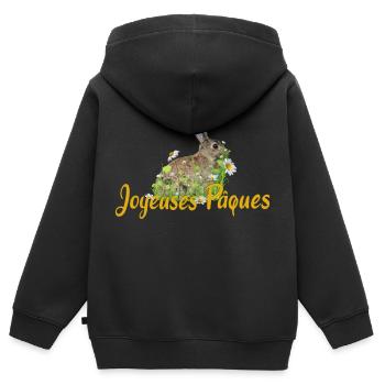 Joyeuses Paques Frohe Ostern - Kinder Premium Organic Zip Hoodie - Schwarz - Hinten - AI Model Kid Male (0cm)