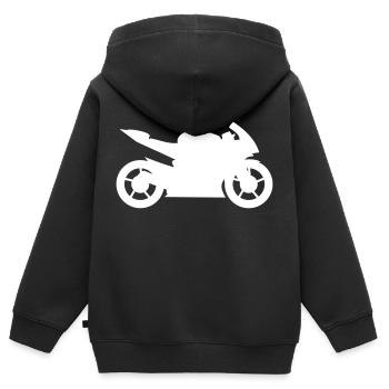 Schlanke Geschwindigkeit: Sportliches Motorrad - Kinder Premium Organic Zip Hoodie - Schwarz - Hinten - AI Model Kid Male (0cm)