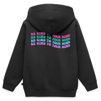 Be kind to your mind - Kids Premium Organic Zip-up Hoodie - black - Back - AI Model Kid Male (0cm)