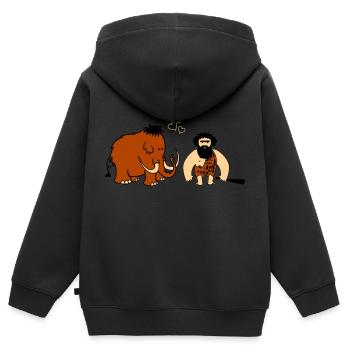 Mammoth Caveman Love - Kids Premium Organic Zip-up Hoodie - black - Back - AI Model Kid Male (0cm)