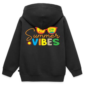 Ambiance estivale - Sweat Premium à capuche zippé enfant bio - noir - Dos - AI Model Kid Male (0cm)