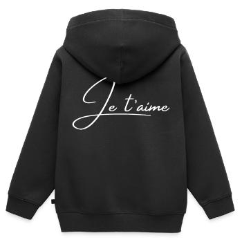 Ich liebe dich - Kinder Premium Organic Zip Hoodie - Schwarz - Hinten - AI Model Kid Male (0cm)