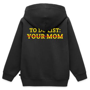 Liste des tâches de votre mère - Sweat Premium à capuche zippé enfant bio - noir - Dos - AI Model Kid Male (0cm)