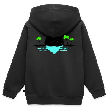 sunset delfine - Kinder Premium Organic Zip Hoodie - Schwarz - Hinten - AI Model Kid Male (0cm)