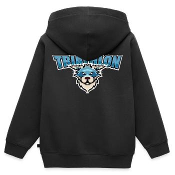 US highschool college Triathlon Maskottchen blau - Kinder Premium Organic Zip Hoodie - Schwarz - Hinten - AI Model Kid Male (0cm)