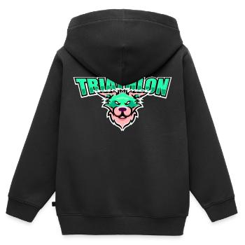 US highschool college Triathlon Maskottchen türkis - Kinder Premium Organic Zip Hoodie - Schwarz - Hinten - AI Model Kid Male (0cm)