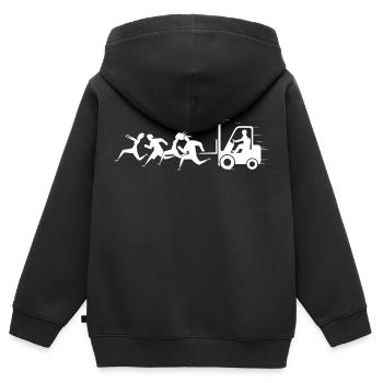 Gabelstapler zertifiziert - LKW-Fahrer - Kinder Premium Organic Zip Hoodie - Schwarz - Hinten - AI Model Kid Male (0cm)