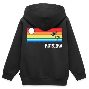 Corse Vacances Corse Corse Idée - Sweat Premium à capuche zippé enfant bio - noir - Dos - AI Model Kid Male (0cm)