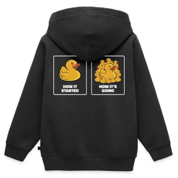 Funny How It Started How It's Going Rubber Duck Du - Kinder Premium Organic Zip Hoodie - Schwarz - Hinten - AI Model Kid Male (0cm)