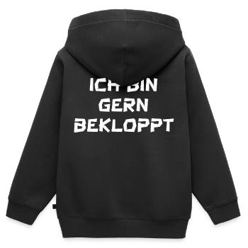 ich bin gern bekloppt - Kinder Premium Organic Zip Hoodie - Schwarz - Hinten - AI Model Kid Male (0cm)