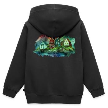 Schweden Schweden Schweden Skandinavien Reisekunst Kunst - Kinder Premium Organic Zip Hoodie - Schwarz - Hinten - AI Model Kid Male (0cm)