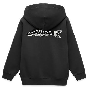 Zèbre oto, Poisson-chat tigre oto. Otocinclus cocama - Sweat Premium à capuche zippé enfant bio - noir - Dos - AI Model Kid Male (0cm)