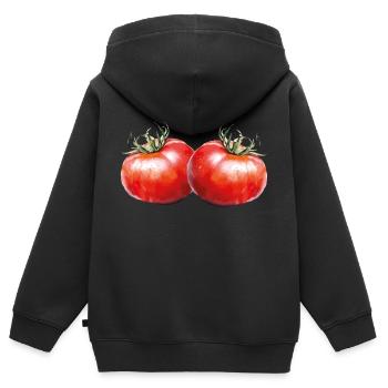 tomaten - Kinder Premium Organic Zip Hoodie - Schwarz - Hinten - AI Model Kid Male (0cm)