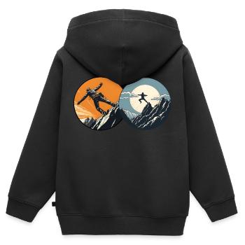 Der Ruf des Berges - Kinder Premium Organic Zip Hoodie - Schwarz - Hinten - AI Model Kid Male (0cm)