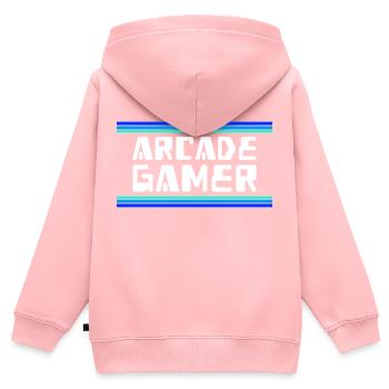 Arcade Gamer RetroGaming Blau - Kinder Premium Organic Zip Hoodie - Rosa - Hinten - AI Model Kid Female (0cm)