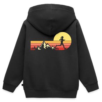 Trail Run Ultra Running Berg Trekking Laufen - Kinder Premium Organic Zip Hoodie - Schwarz - Hinten - AI Model Kid Male (0cm)