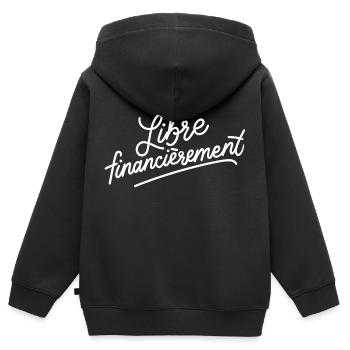 Libre financièrement - Sweat Premium à capuche zippé enfant bio - noir - Dos - AI Model Kid Male (0cm)