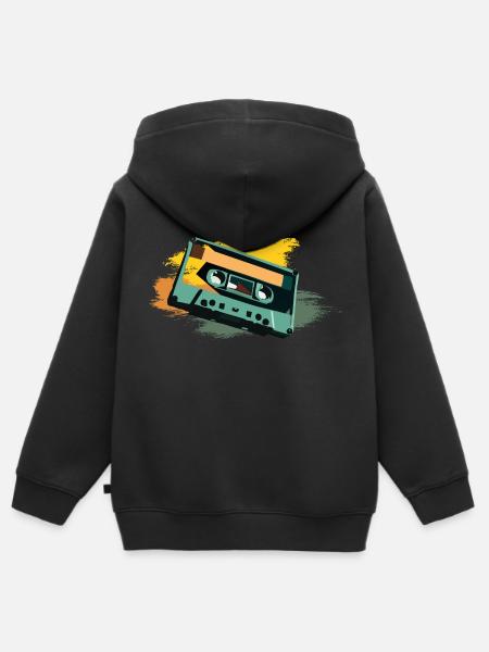 Kassette - Kinder Premium Organic Zip Hoodie - Schwarz