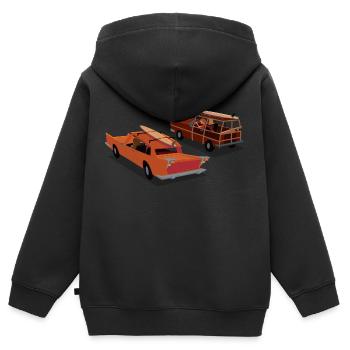 Gone Surfing Vintage Cars Surfboards - Sweat Premium à capuche zippé enfant bio - noir - Dos - AI Model Kid Male (0cm)