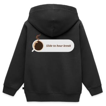 Slide to hour break - Sweat Premium à capuche zippé enfant bio - noir - Dos - AI Model Kid Male (0cm)
