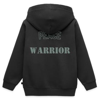 Guerrier de la paix - Sweat Premium à capuche zippé enfant bio - noir - Dos - AI Model Kid Male (0cm)
