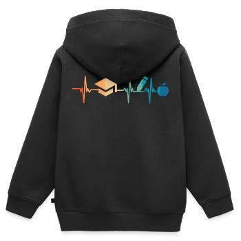 Battement de cœur enseignement - Sweat Premium à capuche zippé enfant bio - noir - Dos - AI Model Kid Male (0cm)