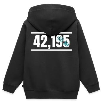 Marathon Running Jogging - Kinder Premium Organic Zip Hoodie - Schwarz - Hinten - AI Model Kid Male (0cm)