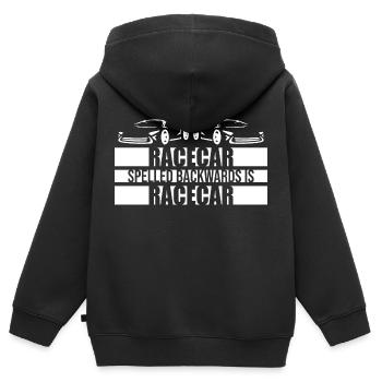 Funny Racecar Spelled Backwards Is Race Car Driver - Kids Premium Organic Zip-up Hoodie - black - Back - AI Model Kid Male (0cm)