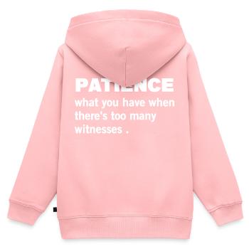 Geduld lustiges Zitat - Kinder Premium Organic Zip Hoodie - Rosa - Hinten - AI Model Kid Female (0cm)
