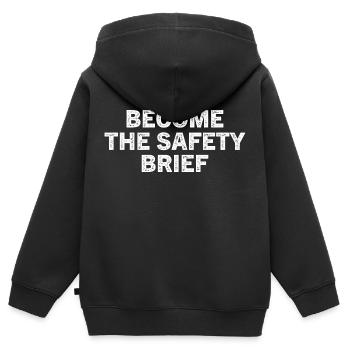 Funny Become The Safety Brief - Kinder Premium Organic Zip Hoodie - Schwarz - Hinten - AI Model Kid Male (0cm)