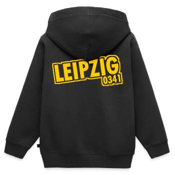 Leipzig - 0341 - Vorwahl - Sachsen - Kinder Premium Organic Zip Hoodie - Schwarz - Hinten - AI Model Kid Male (0cm)